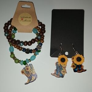 Earrings And Bracelets, Western Sunflower